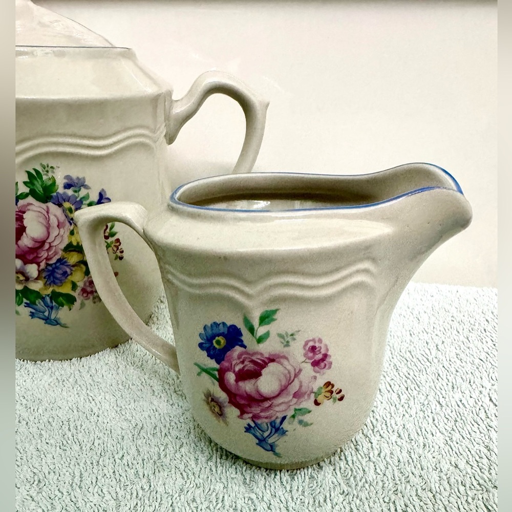 Ceramic Floral Teapot & Creamer Set - Picture 2 of 16